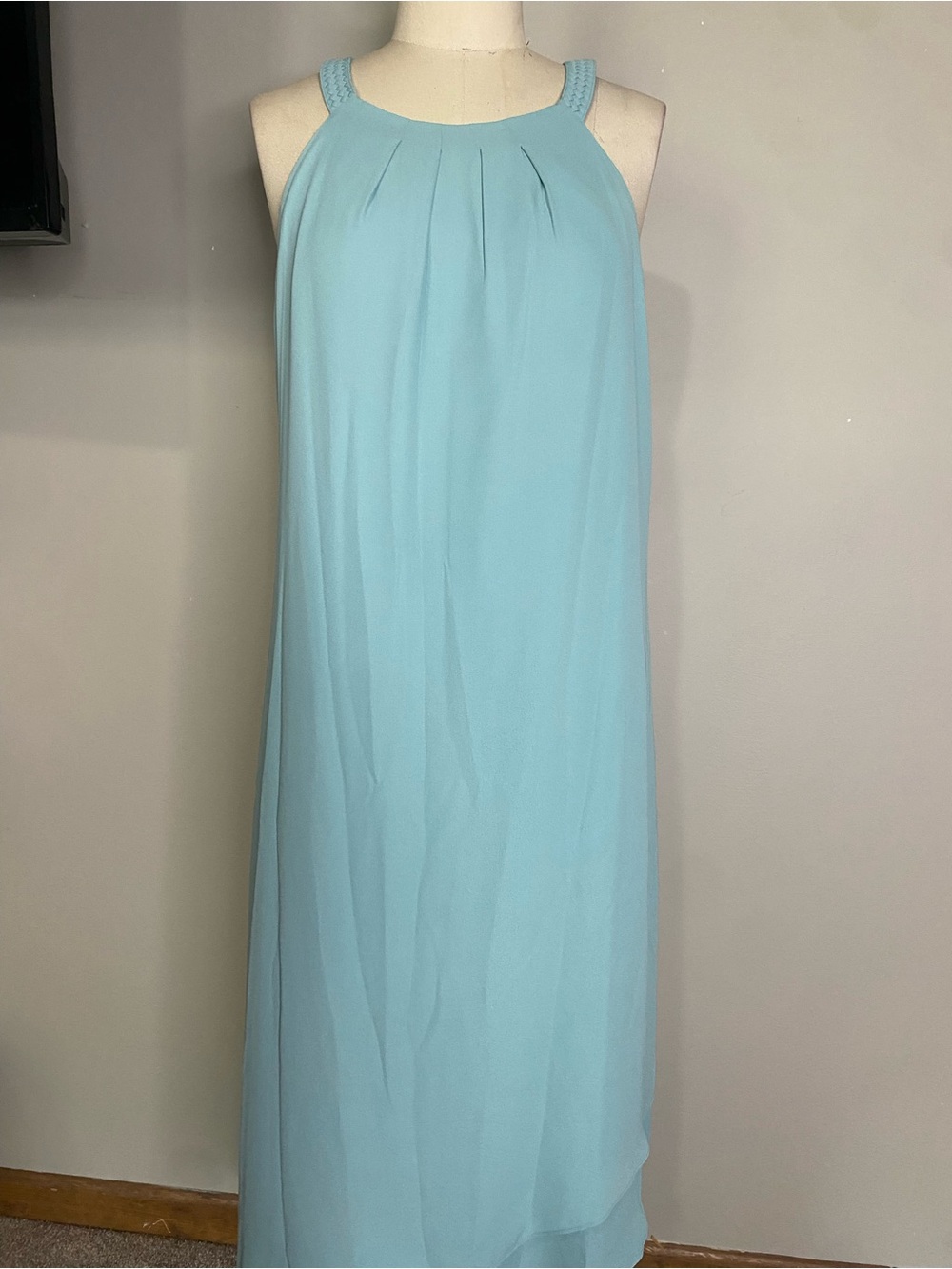 White House Black Market Aqua Halter Maxi Dress